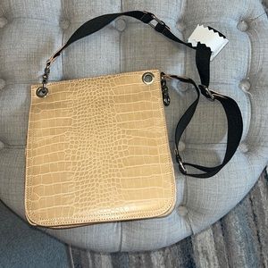 NWT UO Vegan Croc Tan Crossbody Bag with Adjustable Strap